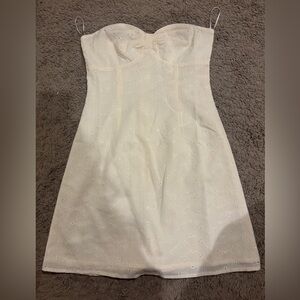 princess polly strapless eyelet light yellow mini dress